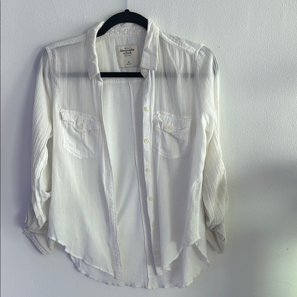 Abercrombie & Fitch White Textured Blouse